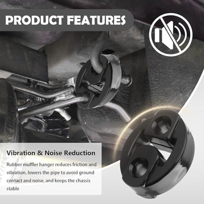 2PCS New Rubber Exhaust Hangers,Heavy Duty Rubber Muffler Hanger with 2 Holes 0.47 Inch,Universal Exhaust Hanger Rubbers Car Accessories for Vibration & Noise Reduction