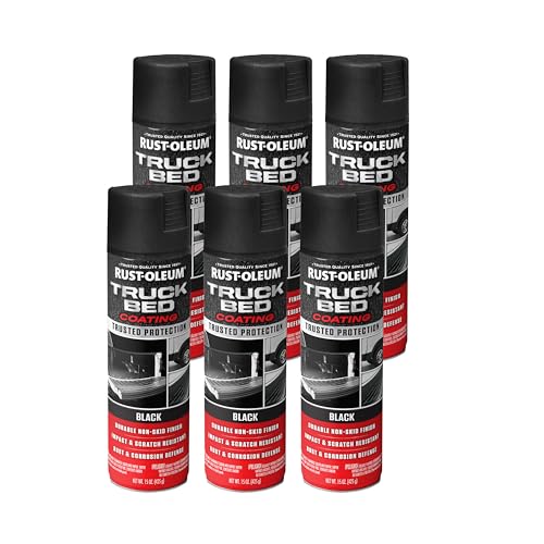 Rust-Oleum Automotive Truck Bed Coating Spray Paint, Black - color: Black, size: 15 Ounce (Pack of 6)