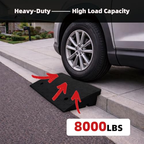 BESEA Rubber Curb Ramp 7" Rise 17" Long Driveway Threshold Ramp 2 Pack - size: 7" Rise