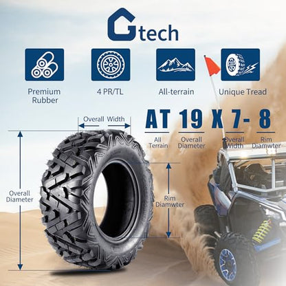 GarveeTech Pack of 4 Off-Road 19x7-8 & 18x9.5-8 ATV/UTV Tires - size: 19x7-8 & 18x9.50-8, style: Pattern 518