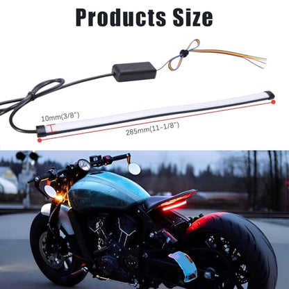 Rich Choices Universal 108 LEDs Strip Motorcycle Tail Lights with Turn Signals Flexible Brake Stop License Plate Lights Integrated for Motorcycle Street Bike ATV - color: White