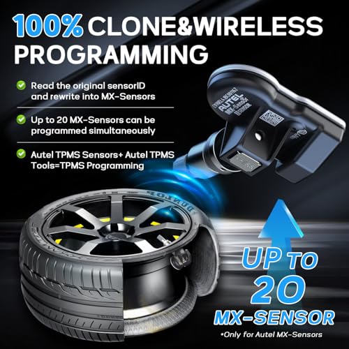 Autel TPMS Sensors 4pcs, 2in1 315MHz+433MHz Universal Tire Pressure Sensor