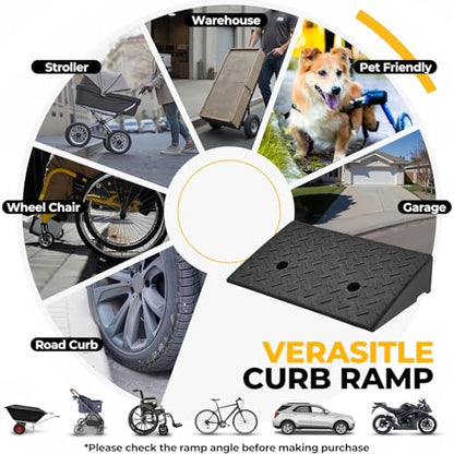 Auto Dynasty 4.3"H Rubber Curb Ramps for Driveway Sidewalk, HeavyDuty 2 Set - size: 4.3" Rise