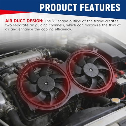 Dual Radiator Fan with Control Module Replacement for Pathfinder 2013-2017 Replacement for QX60 2014-2019 Replacement for JX35 2013 Replacement for 621-586 621586 214813JA2E NI3115149