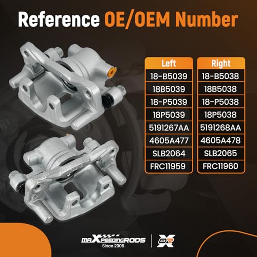 maXpeedingrods for 18B5039 18B5038 Rear Brake Calipers for Chrysler 200 - size: 18B5039+18B5038