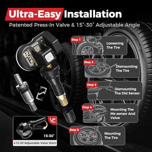 Autel TPMS Sensor 1-Sensor, MX-Sensor 315+433MHz Rubber Valve Programmable