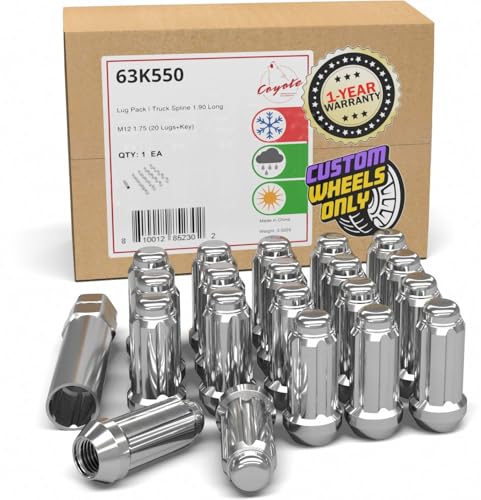 Wheel Accessories Parts 20 Pcs M12x1.75 12x1.75 Thread Truck 2.00" Long Spline Lug Nuts Chrome 6 Spline Hex Fits Ford F150 Expedition Lincoln Navigator - color: Chrome, size: 20 Pack, style: Spline - Truck