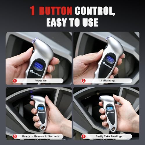 Digital Tire Pressure Gauge,Accurate Cars Air Gauge 150 PSI,2 Pack - color: Silver(2PK), size: 2 Pack