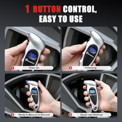 Digital Tire Pressure Gauge,Accurate Cars Air Gauge 150 PSI,2 Pack - color: Silver(2PK), size: 2 Pack