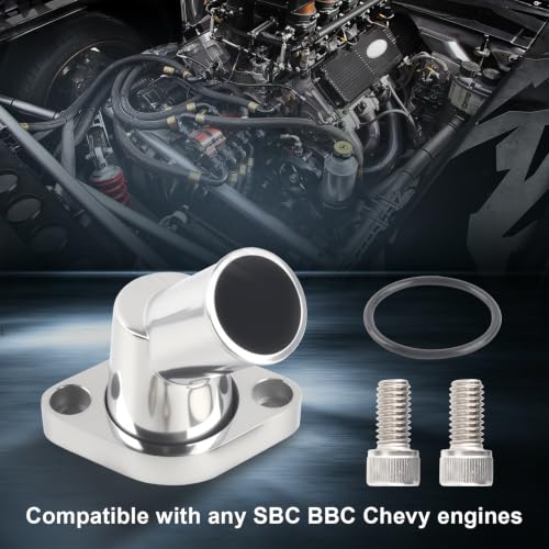 45° Swivel Water Neck Aluminum Polished Thermostat Housing - color: Silver, size: 45 Degrees Style1
