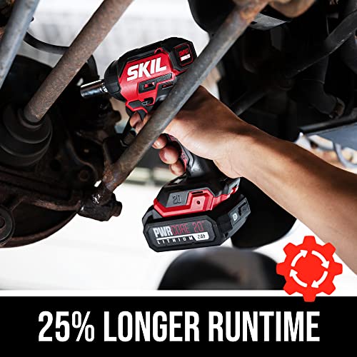 SKIL PWR CORE 20 Brushless 20V 3/8-Inch Compact Impact Wrench Kit with 3-Speed & Halo Light, Includes 2.0Ah Battery and PWR Jump Charger - IW6739B-10 - style: Impact Wrench Kit_compact