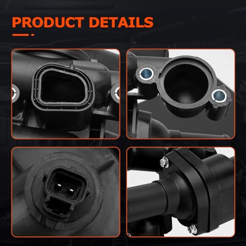 68003582AB Engine Coolant Thermostat Housing Assembly Compatible with Dodge, Chrysler, Jeep - Journey 09-20, Avenger 09-14, Compass Patriot 07-17, Caliber, Sebring, 200 4Cyl 2.4L 2.0L