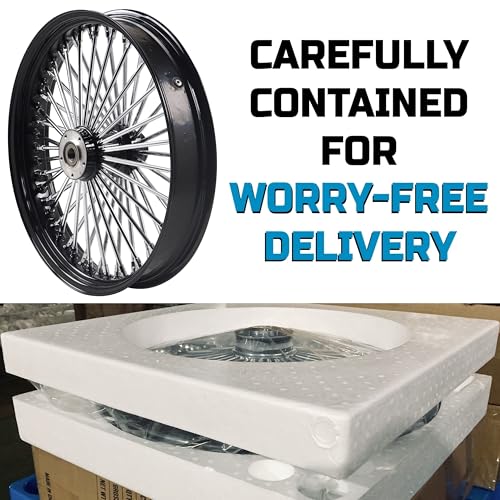 FatFlex Front Wheel for Harley Softail Dyna 21” x 3.5” Single Disc - color: 21*3.5'', Black+Chrome+Black（NON-ABS)