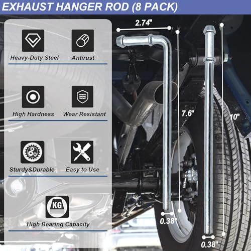 Exhaust Hanger Rod & Rubber Hanger Set, 16 Pcs - size: 16 PACK