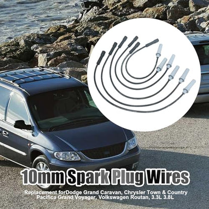 S6-58371 6Pcs Spark Plug Wire Set Ignition Spark Plug Wires Replacement for VW Routan Replacement for Dodge Caravan Replacement for Chrysler Voyager Pacifica