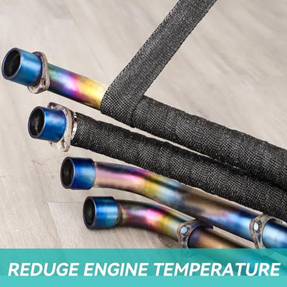 Exhaust Heat Wrap Roll 2" x 50' Black Fiberglass Heat Shield Tape 1 Rolls 5cm x 15m with 10pcs Stainless Ties and A Measure Tool for Motorcycle Car Truck - style: Black50' /1roll