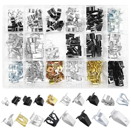 270Pcs 18 Sizes Auto Car U-Clip Metal Trim Panel Spring Clip Trim Moulding Clip Kit 4A0-867-276A Compatible with VW Audi
