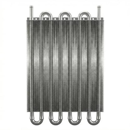 Universal 8 Row 8 Pass Aluminum Transmission Oil Cooler Kit 16"(40cm) x 10"(25.5cm) Tube & Fin Engine Cooler with 5/16" Hose Black/Silver For Racing Cars (Silver) - color: Silver
