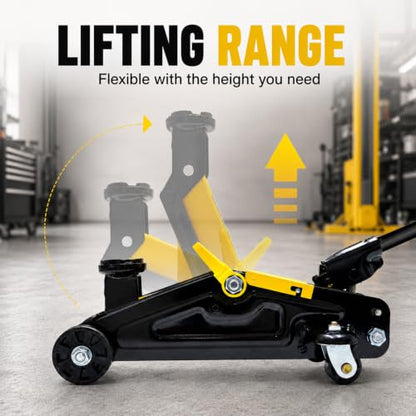 2 Ton Low Profile Hydraulic Floor Jack, Single Piston Heavy Duty Steel Car Jack, 4000LBS, Lift Range 5.7" to 10.8", for Sedan, SUV, MPV and Standard Pickup, Garage Tire Repair - size: 2T