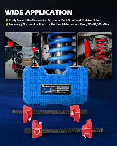 OMT Macpherson Strut Spring Compressor Tool Set with 10.5" Range - color: Red, size: 10.5" Max. Compression Stroke