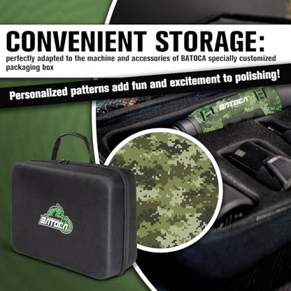BATOCA 2026 S6 Mini Cordless Polisher 2 Heads for Motorcycles Detailing Kit - size: Camouflage Pattern Style with 2 batteries