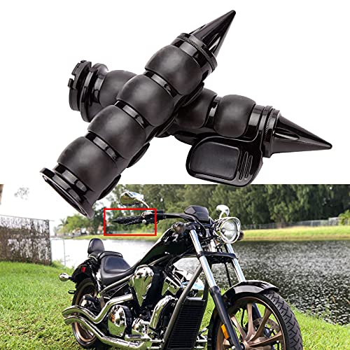 Pair of 1" Dual Black Motorcycle Bar End Hand Grips Handlebar Compatible with Cruisers Harley Yamaha Suzuki - color: Black#3