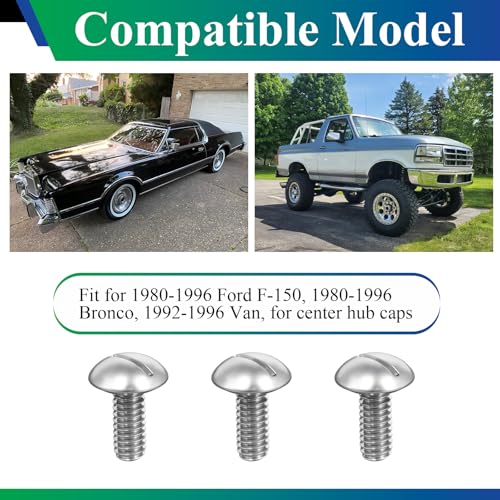 Wheel/Center Caps Screws fits 1980-1996 Ford F-150 & Bronco, 1992-1996 Van - style: 3 Pcs Screws