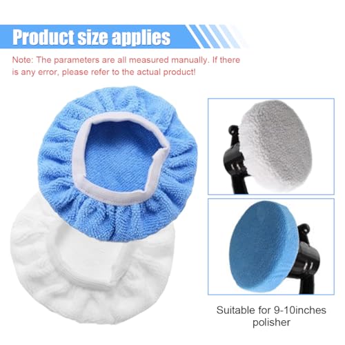 15PCS Car Polisher Pad Bonnet, 9 to 10 Inch Soft Polishing Bonnets Buffing Pads, Car Wax Cover Kit for Car Orbital Buffer Polisher, 10 Microfiber Bonnets + 5 Woollen Polishing Pad Covers (9-10 Inches) - size: 9-10 Inches
