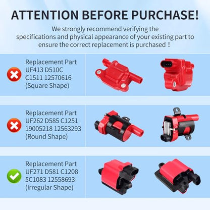 8Pcs High Performance Ignition Coil Pack and Ignition Coil Wire Set UF271 - size: UF271