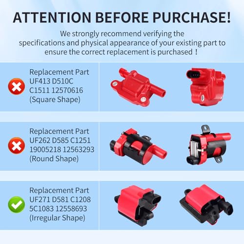 8Pcs High Performance Ignition Coil Pack and Ignition Coil Wire Set UF271 - size: UF271
