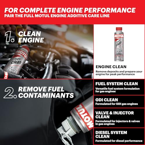 Motul Fuel System Clean for Gasoline Engines | Cleans Injectors, Valves & Combustion Chamber | Restores Acceleration & Throttle Response | Helps Prevent Engine Wear | 300ml