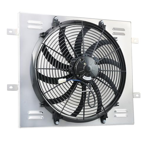 AA5052 Aluminum Shroud Compatible with 1987-2006 Jeep Wrangler YJ TJ 2.4L 2.5L 4.0L 4.2L 1988 1989 + 16" Electric Fan + Thermostat Relay Kit Radiators