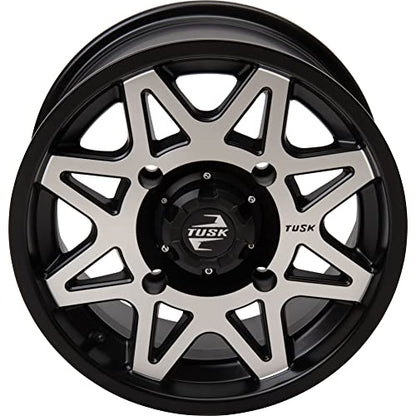 4/110 Tusk Tintic Wheel 14x7 5.0 + 2.0 Machined/Black For Yamaha Viking VI 700 4x4 2015-2021