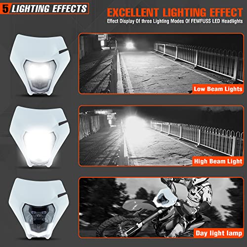 Dirt Bike Led Headlight Motorcycle 2020-2022 Enduro Headlight Kit for EXC EXCF SX SXF XC XCF XCW XCFW (White-Dual 5) - color: White-Dual 5