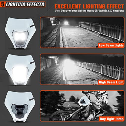 Dirt Bike Led Headlight Motorcycle 2020-2022 Enduro Headlight Kit for EXC EXCF SX SXF XC XCF XCW XCFW (White-Dual 5) - color: White-Dual 5