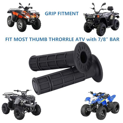 ATV Hand Grips 7/8" Soft Rubber Grip Compatible with ATV Arctic Cat Suzuki Yamaha Kawasaki Honda 400ex -Black