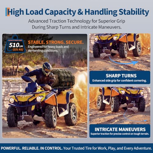Garvee ATV Tires/UTV Tires, 25x10x12 ATV Tire(250/65-12) TL, 6PR Four Wheeler Tires Set 2,Trail Mud Sand Off-Road Sport Tires,Tubeless - size: 25X10.00-12