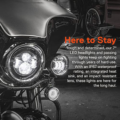TRUE MODS 7 Inch LED Headlight Kit 4.5 Inch Passing Lights Harley Davidson - color: Black, size: Headlight + Bracket + Passing Lights