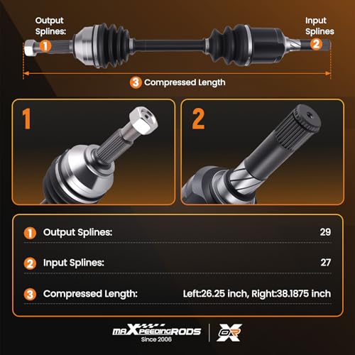 maXpeedingrods 2PCS Front Left and Right CV Axle Shaft for Nissan Rogue - size: 66-6285