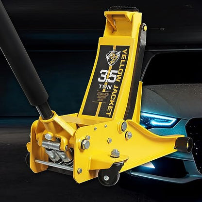 YELLOW JACKET 3.5 Ton Low Profile Floor Jack Quickly Lift Hydraulic Car Jack with Dual Pumps, 7700 lb Capacity - color: Steel, size: 3.5T low profile dual pump