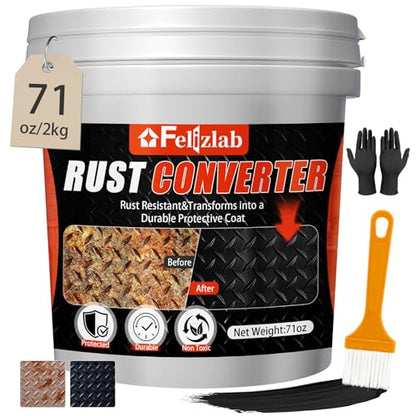 2-in-1 Rust Converter & Metal Primer, 71oz Black Rust Paint Inhibitor for Metal, Heat Resistance Car Rust Reformer, Long-Lasting Rust Encapsulator, Anti Rust Conversion Coating - size: 71 Fl Oz(Pack of 1)