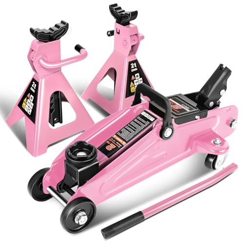 DNA Motoring 2 Ton Car Jack and Stands Kit Pink - color: Pink