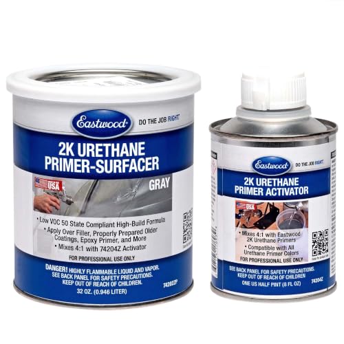 Eastwood 2K Urethane Primer Surfacer Gray Quart and Activator Kit - color: Gray, size: 40 Fl Oz (Pack of 1)