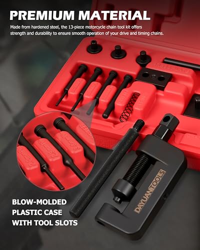 DAYUAN Motorcycle Chain Breaker Set, Chain Cutter and Riveter Kit, Red Case - color: Red