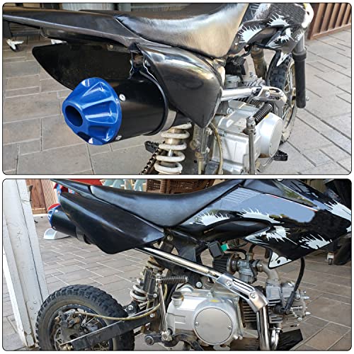 GREHUA 28mm Exhaust Muffler Assembly Compatible with 125cc 110cc 90cc 70cc SSR110 SSR125 CRF50 CRF70 XR50 Taotao DB10 DB14 Baja Xpro Apollo Rocketa TTR SDG Coolster Pit Dirt Bike Parts with Heat Wrap - color: blue