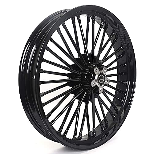 TOFR 21x3.5 18x5.5 Fat Spoke Wheels Black For Harley Softail Choppers 06-20 - color: Gloss Black, size: Front：21x3.5 Rear：18x5.5