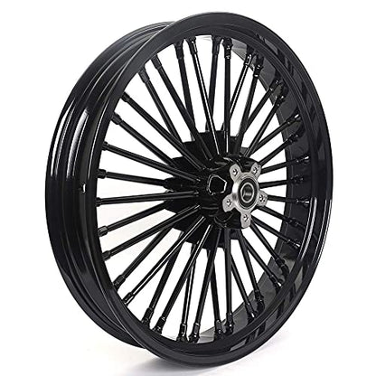 TOFR 21x3.5 18x5.5 Fat Spoke Wheels Black For Harley Softail Choppers 06-20 - color: Gloss Black, size: Front：21x3.5 Rear：18x5.5