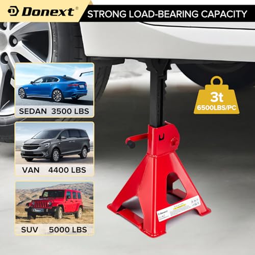 Jack Stands 3 Ton (6,500 lb) Capacity Steel, 1 Pair Red Lifting Stand Adjustable Jack Stands - color: 2021 Red