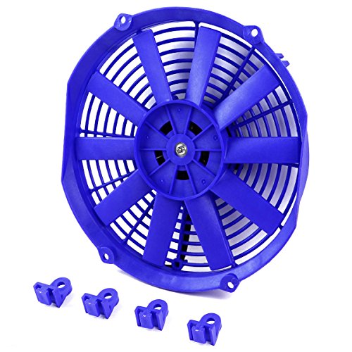 Auto Dynasty 12" Universal 12V Electric Radiator Cooling Fan Kit, Blue - color: Blue, size: 12 Inch Diameter