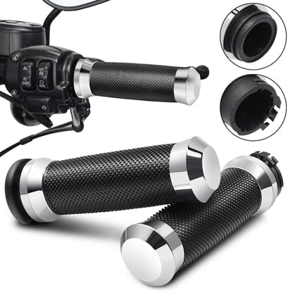 Motorcycle Hand Grips Handlebar Grips Cable Throttle Fit for Harley ’02-’17 VRSC, ’96-Later XL, ’08-’13 XR, ’96-’17 Dyna (Except FXDLS), ’96-’07 Touring - color: Chorme